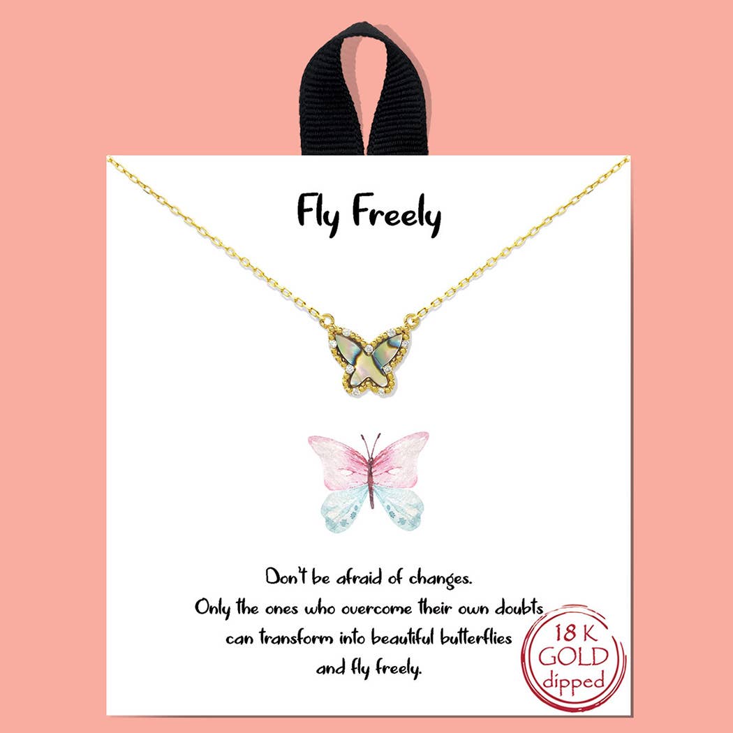 Gold-Dipped Butterfly Charm Necklace