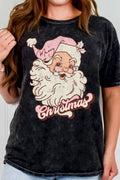 Merry Christmas Pink Santa Mineral Graphic Tshirts