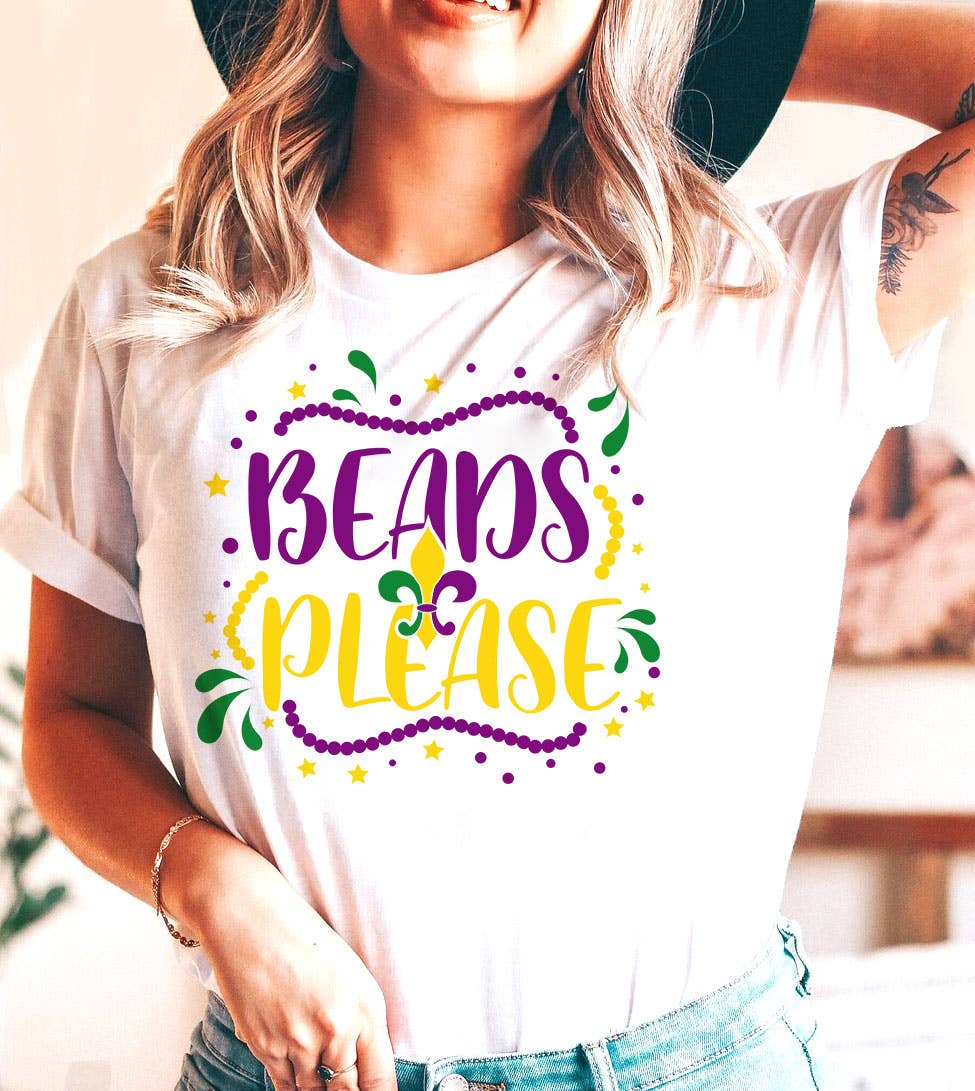 Beads Please - Mardi Gras Fun Party Cute Nola T-Shirt
