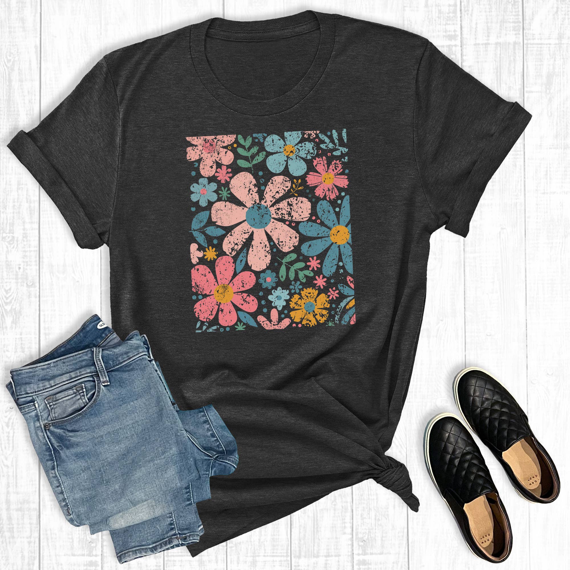 Retro Boho Flowers Graphic Tee