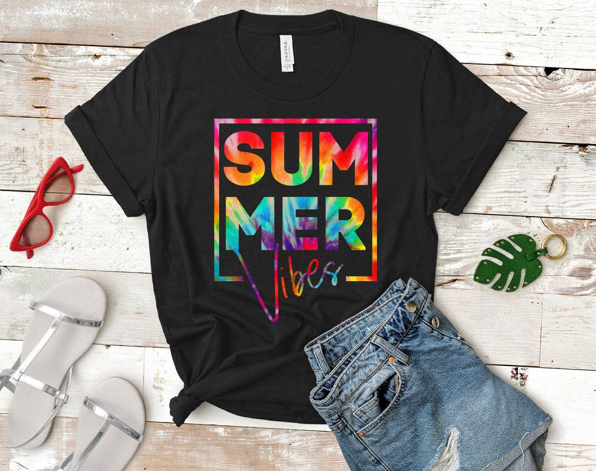 Summer Vibes Tie Dyed - Beach Life Vacation T-Shirt