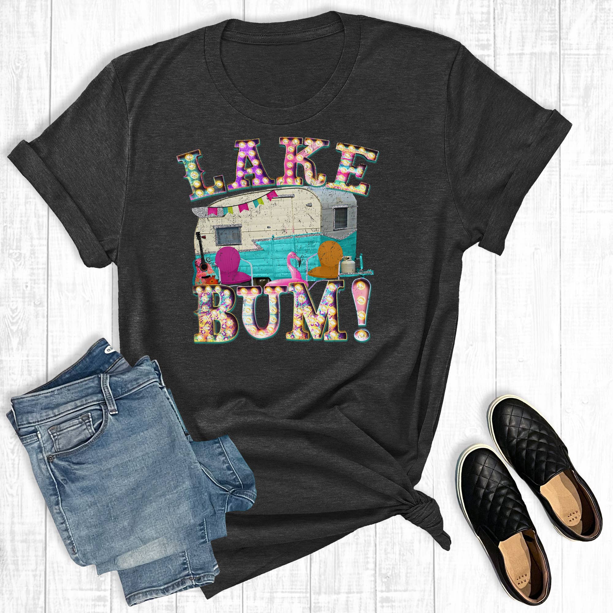 Summer Lake Bum Camper Graphic Tee