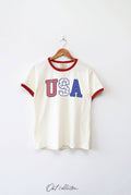 USA with Pattern Ringer Graphic Top