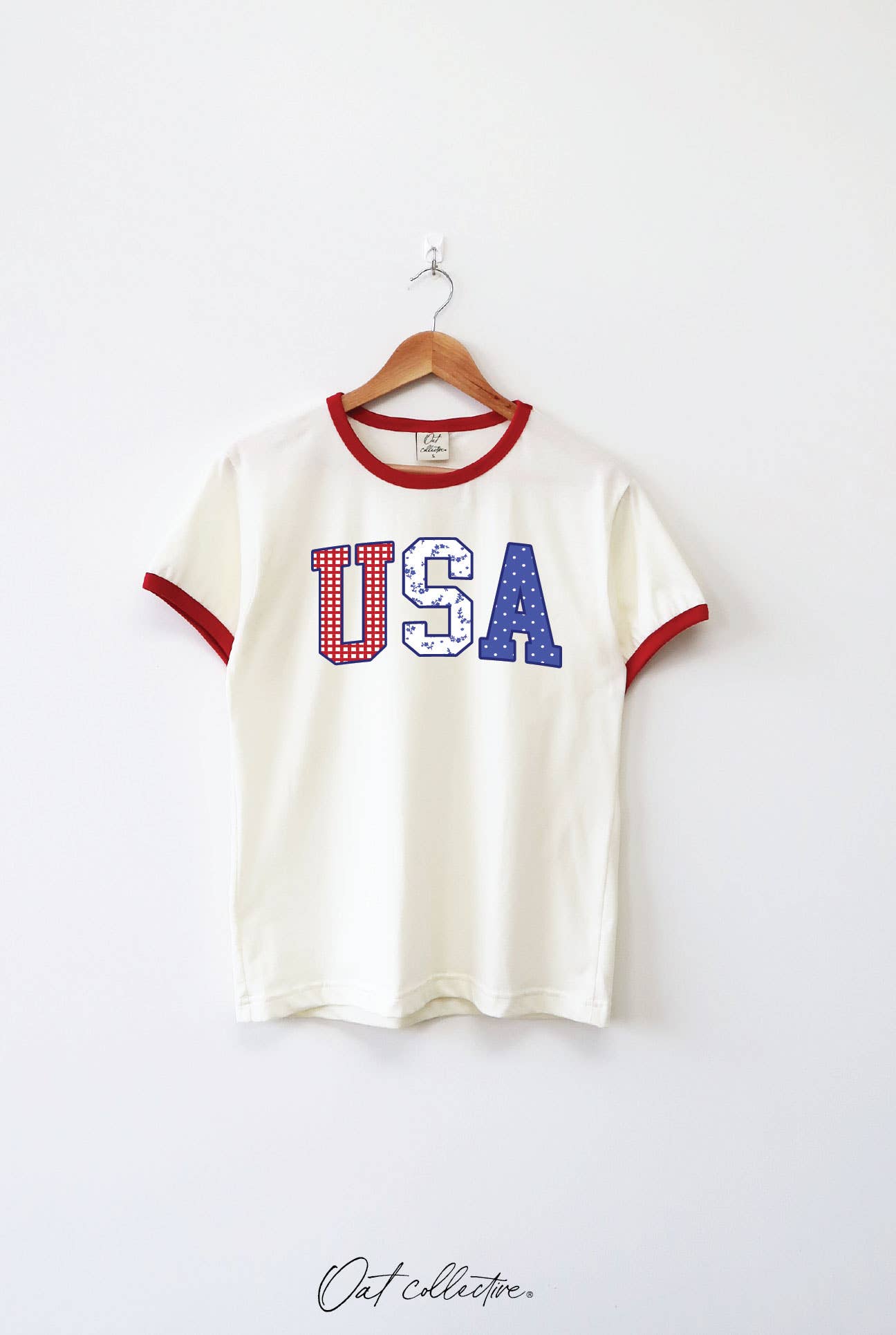 USA with Pattern Ringer Graphic Top
