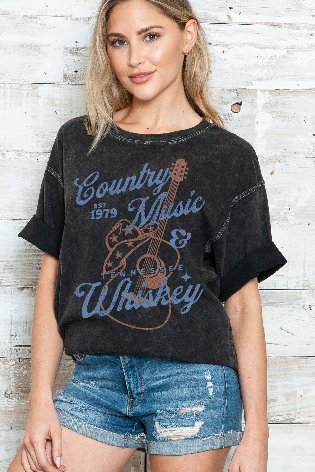 Women Tennessee Graphic Print Mineral Wash Top
