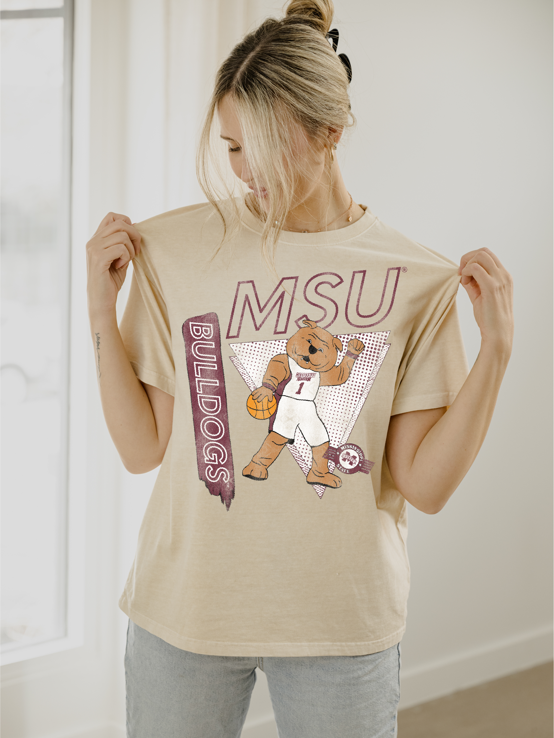 Mississippi State Bulldogs Courtside Thrifted Tee
