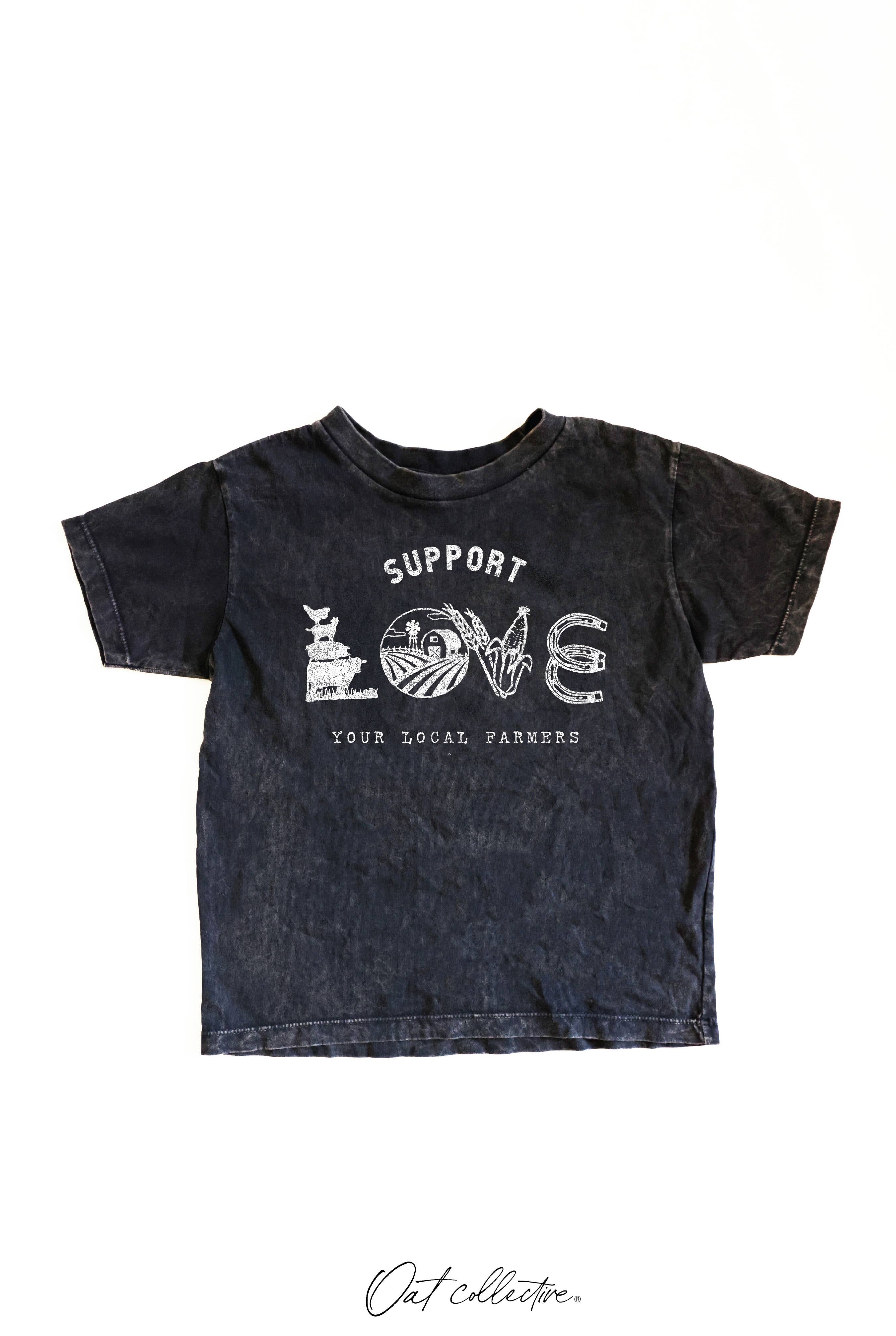 Support Your Local Farmers Toddler Washed Graphic Top
