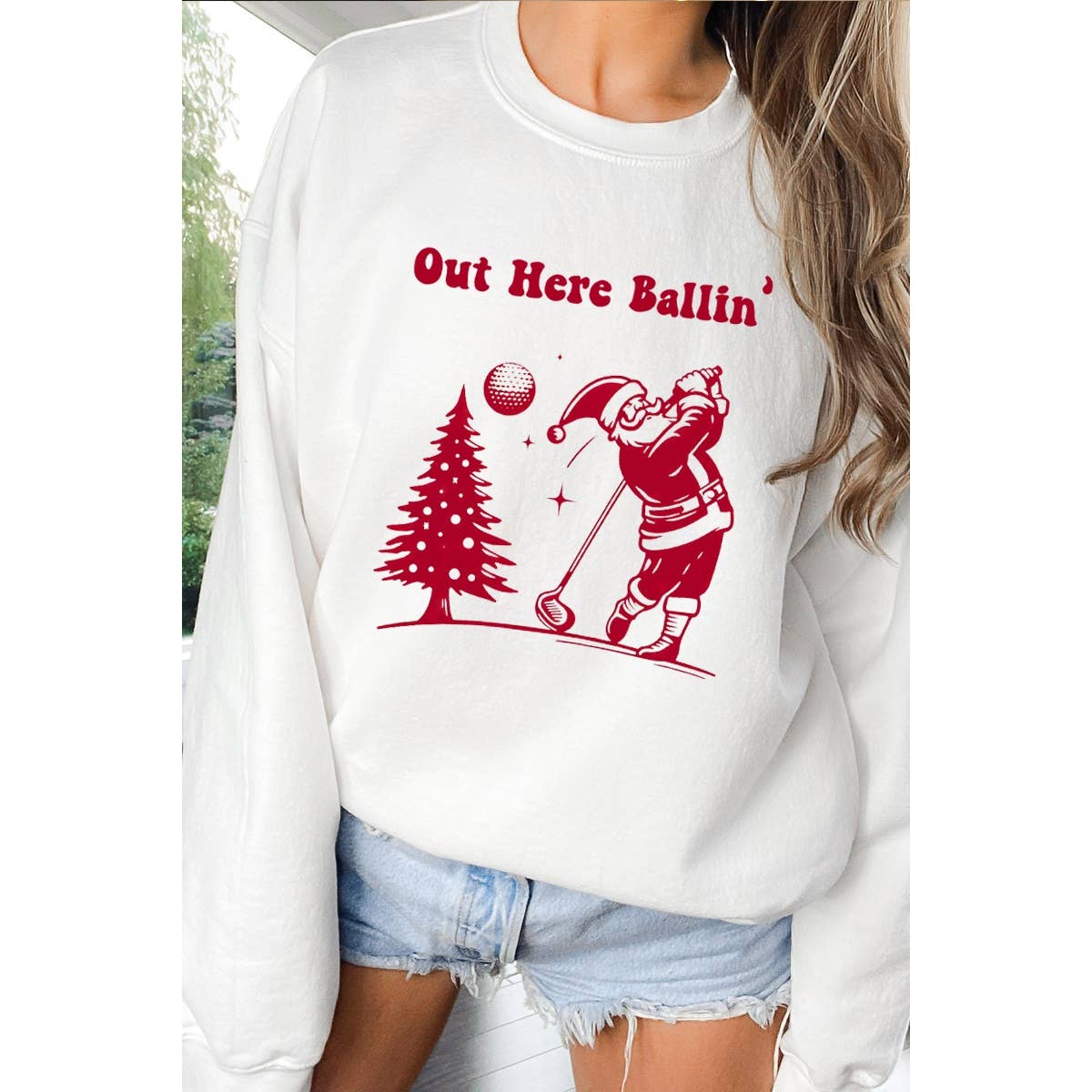 Out Here Ballin Christmas  Vintage  Graphic  Sweatshirts