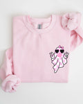 Cute Pink Bubblegum Ghost Pocket Print Halloween  Sweatshirt