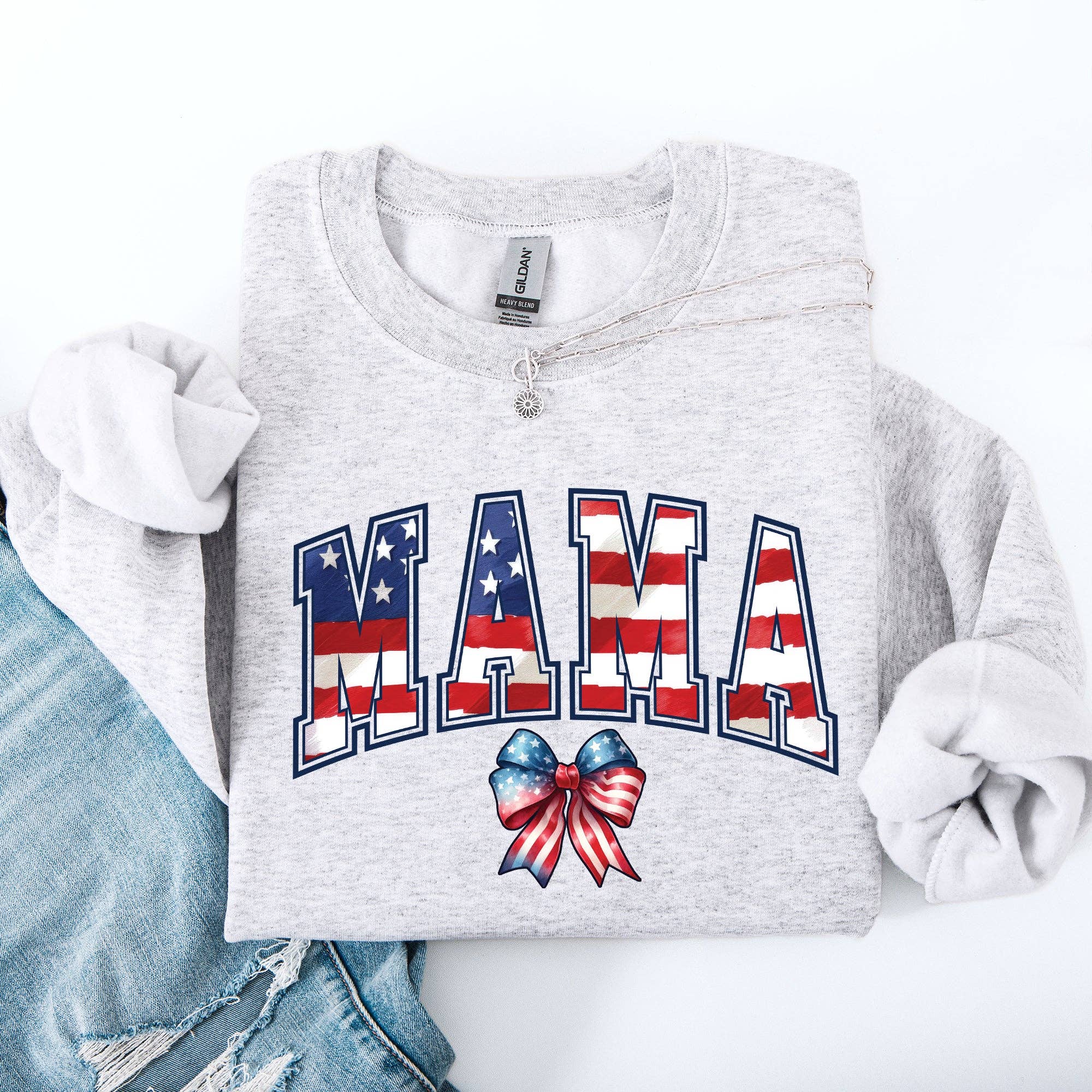 Mama, USA Flag, Patriotic, America, 4th of July Sweatshirt