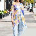 Leaves Print Summer Kimono Cover-Up