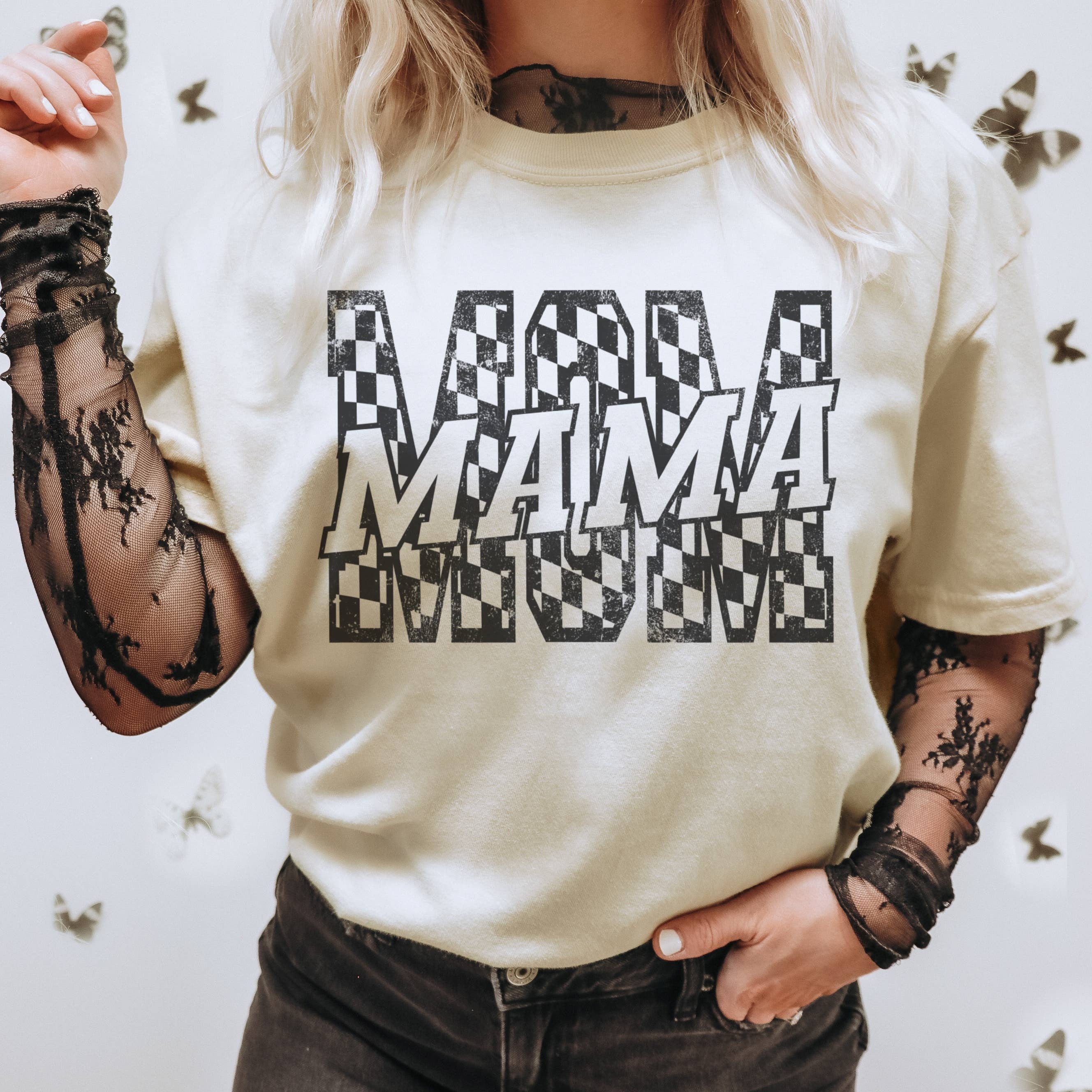 Mom Checker Stacked Tee | Checker Mama Graphic Tee