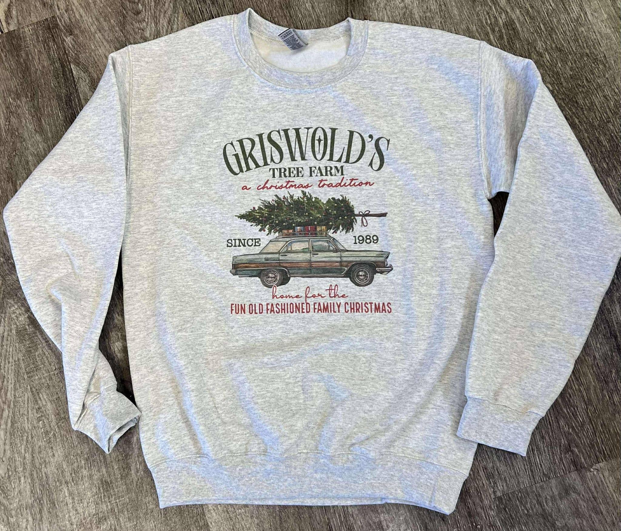 Griswold's Tree Farm On Ash Gray Sweatshirt
