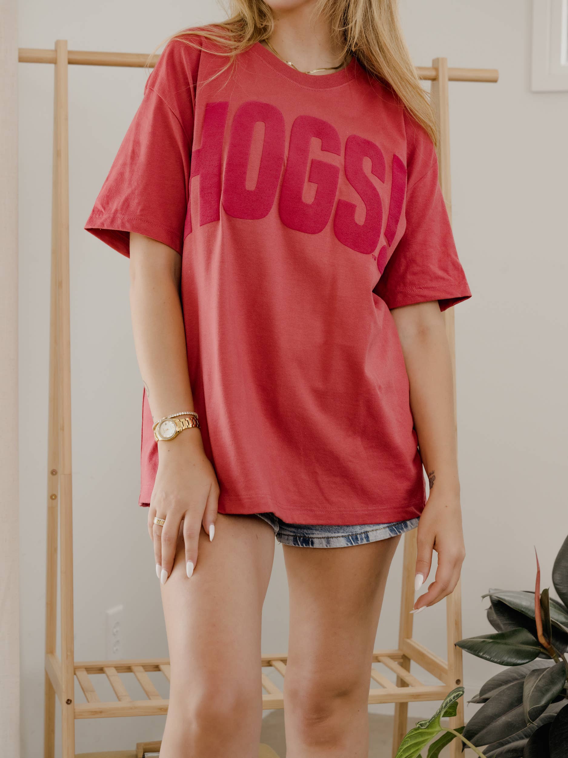 Arkansas Razorbacks Hogs Mono Puff Ink Red Heavyweight Tee