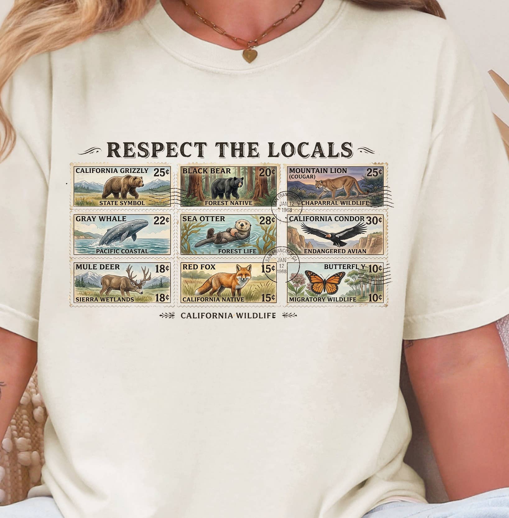 Respect the Locals California Wildlife Vintage T-Shirt – National Park Animal Graphic Tee