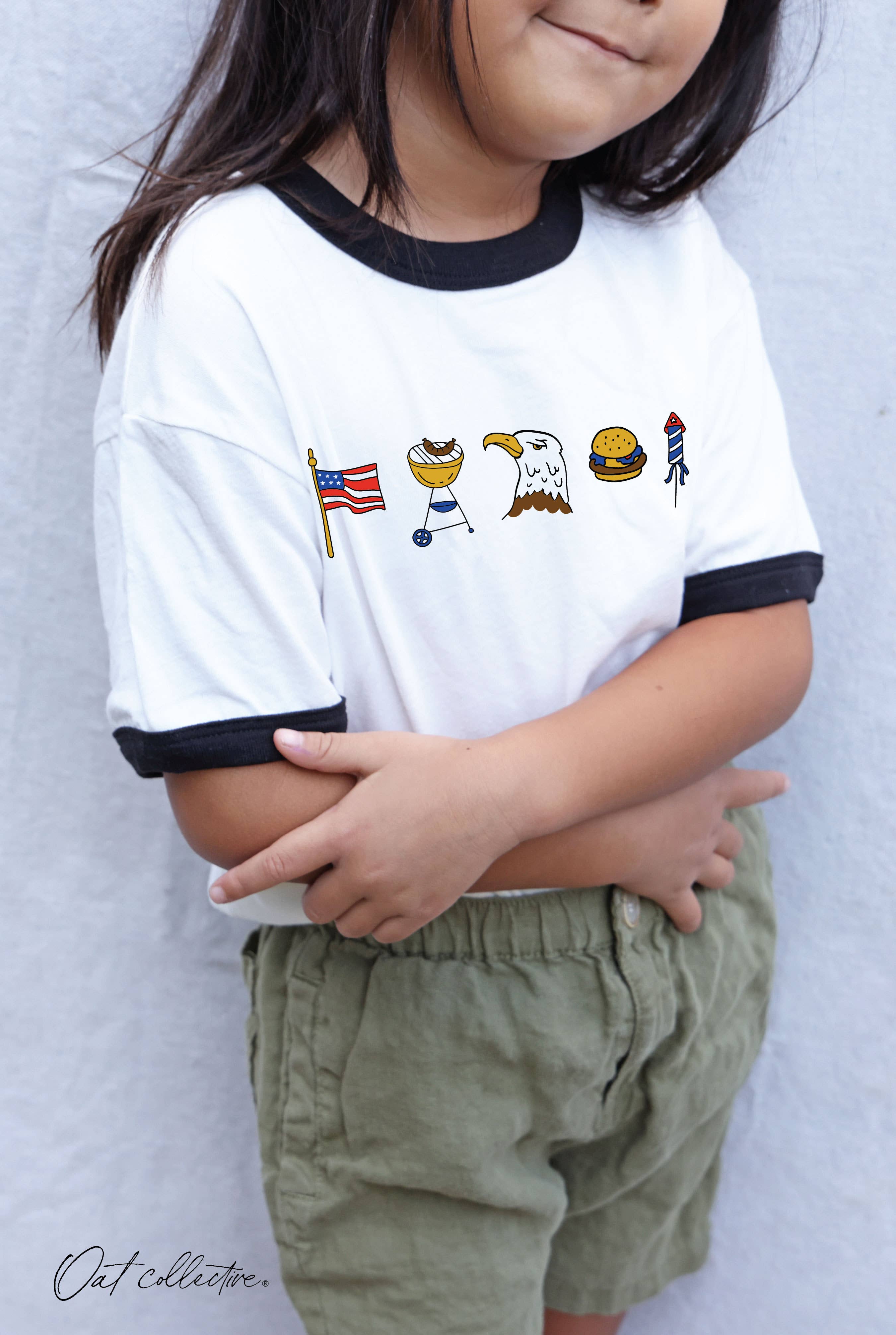 Patriotic Row Toddler Ringer Graphic Top