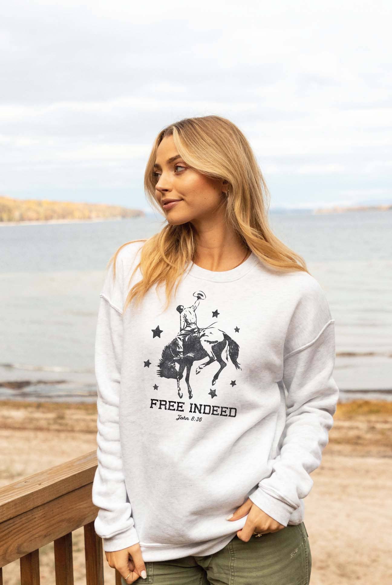 Free Indeed John 8:36 Graphic Sweatshirt