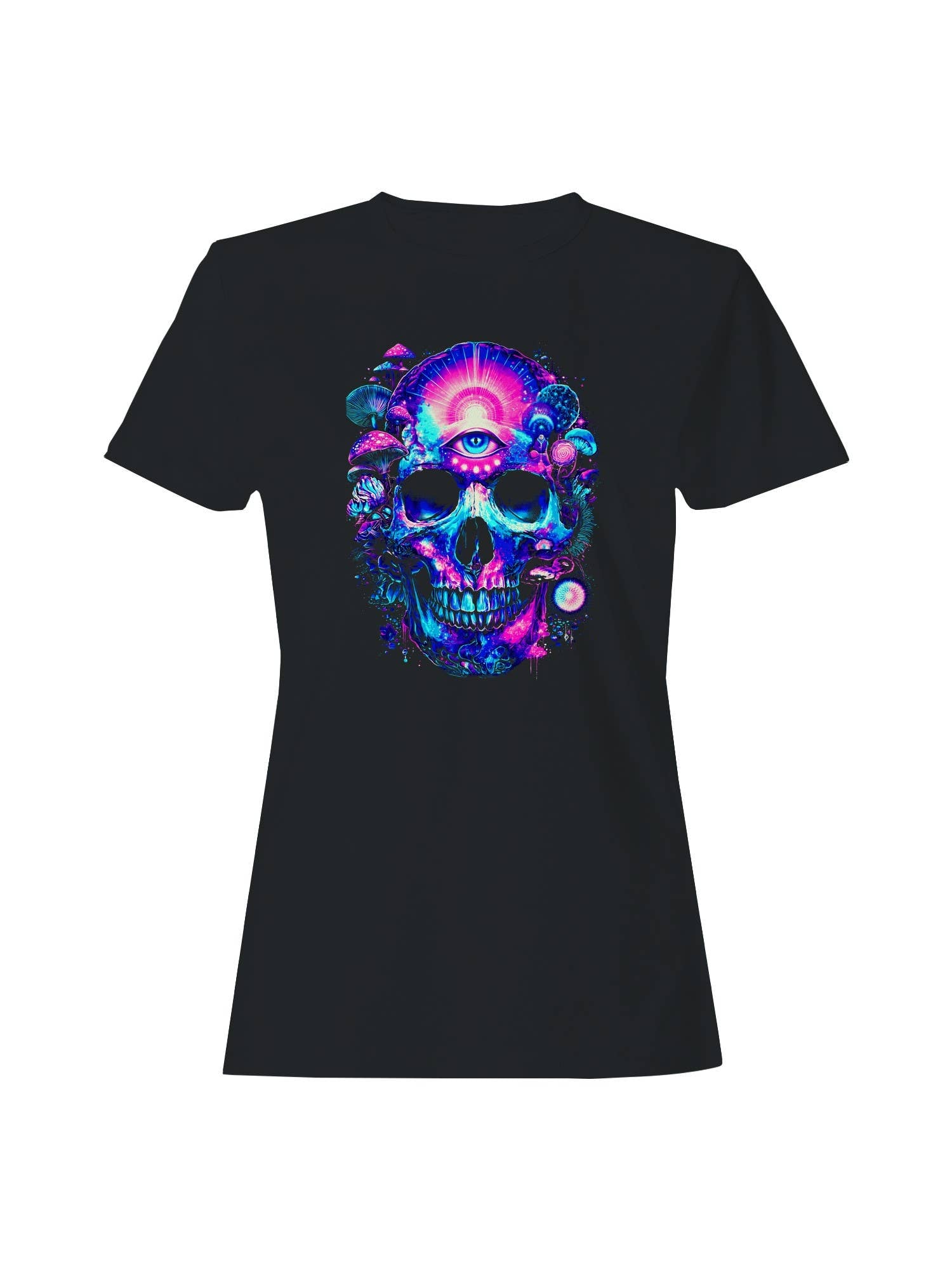Psychedelic Skull with Mushrooms Women's T-Shirt