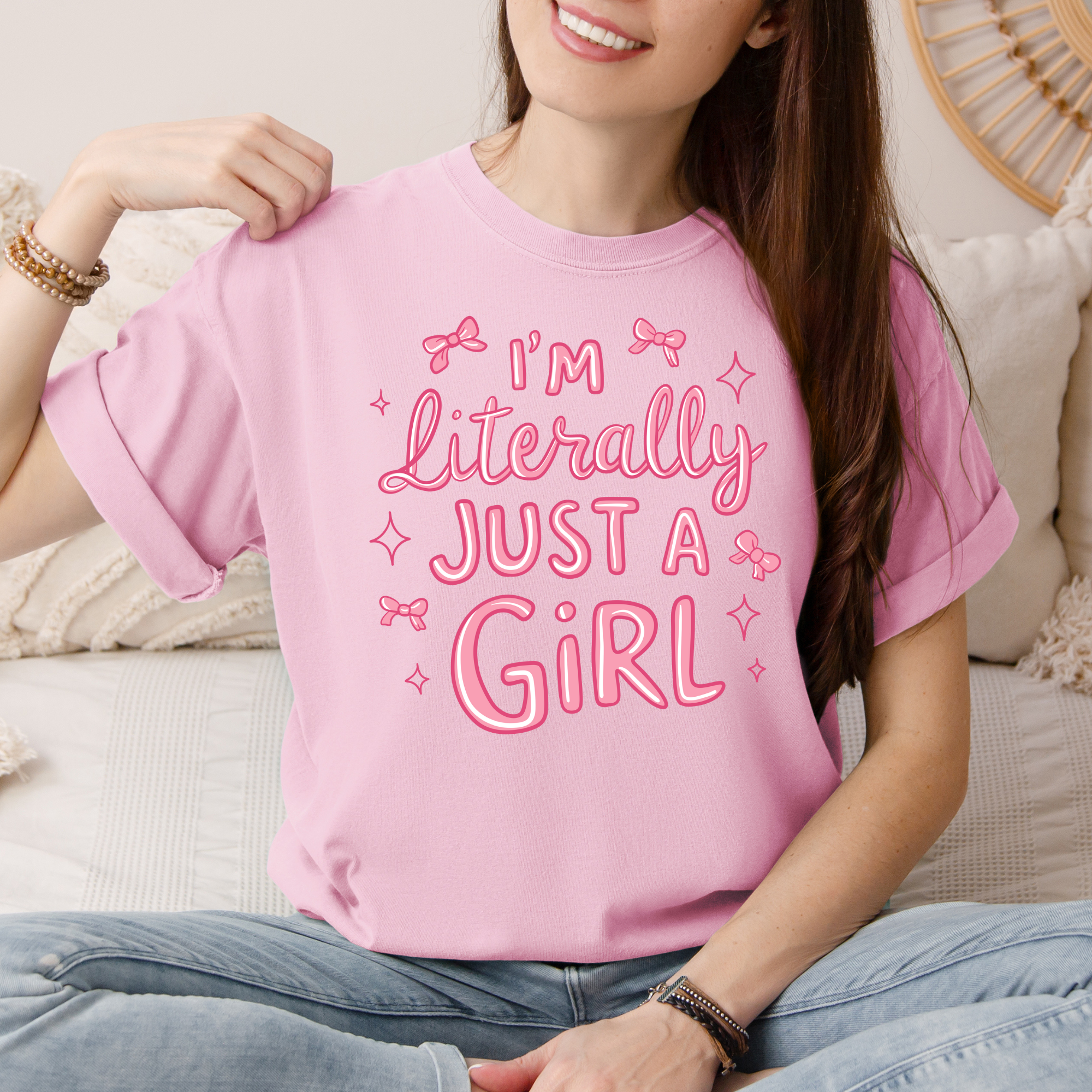 I'm Just A Girl On Comfort Colors Blossom