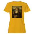 Mona Lisa Cat Parody Women's T-Shirt Gold