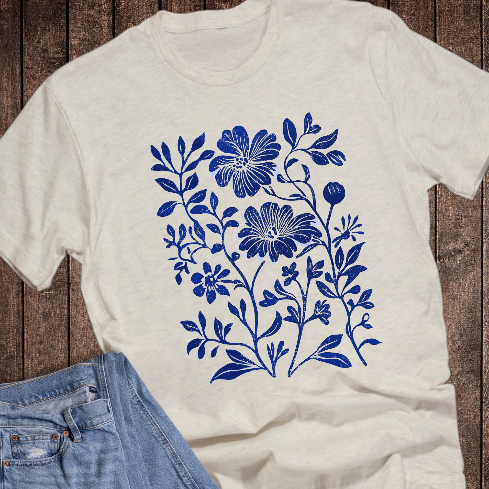 Spring Floral Blue Arrangement Graphic Tee