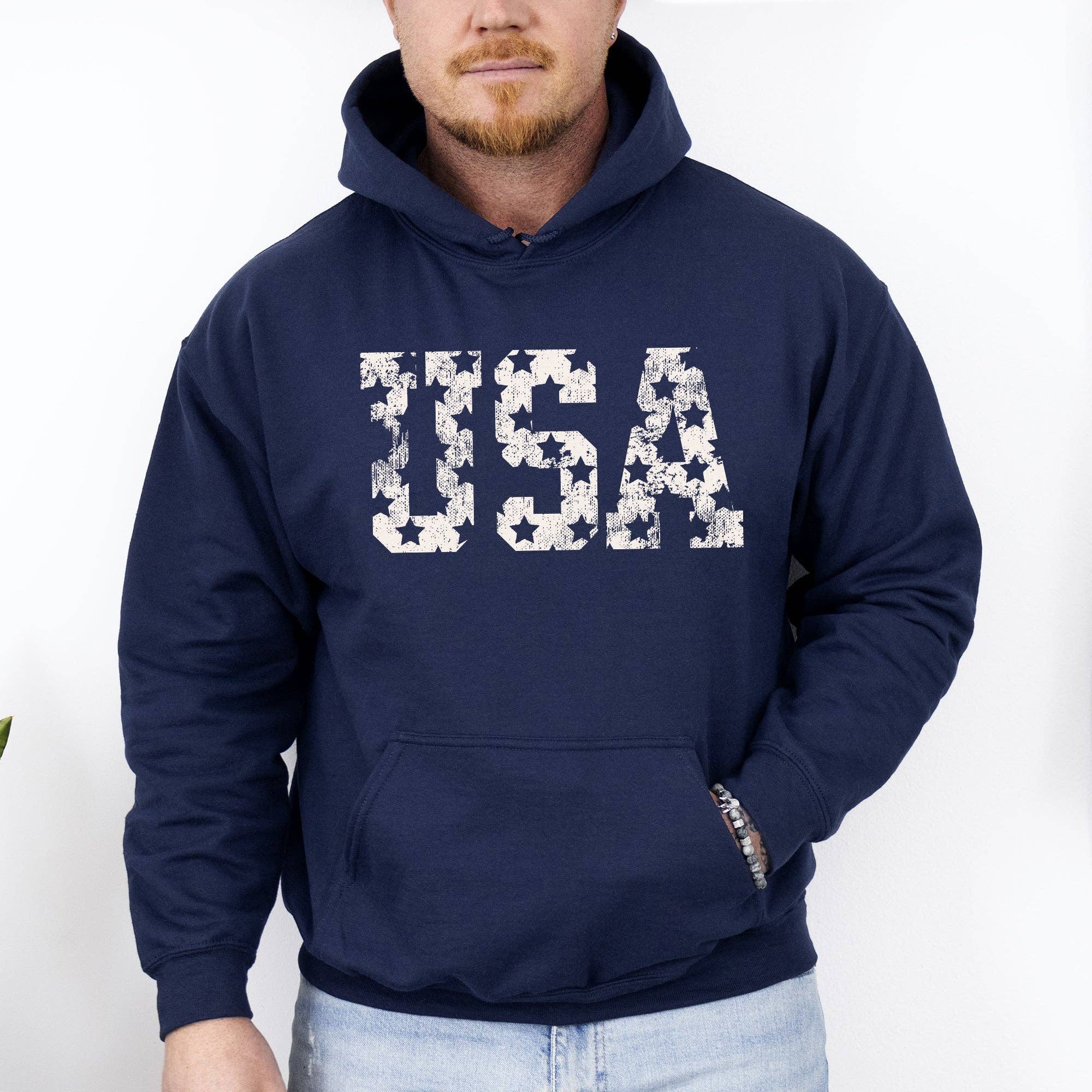 Retro, USA Stars, Patriotic America Hoodie Hooded Sweatshirt