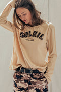 Soleil Leopard Appliqué Raw Hem Cotton Tee