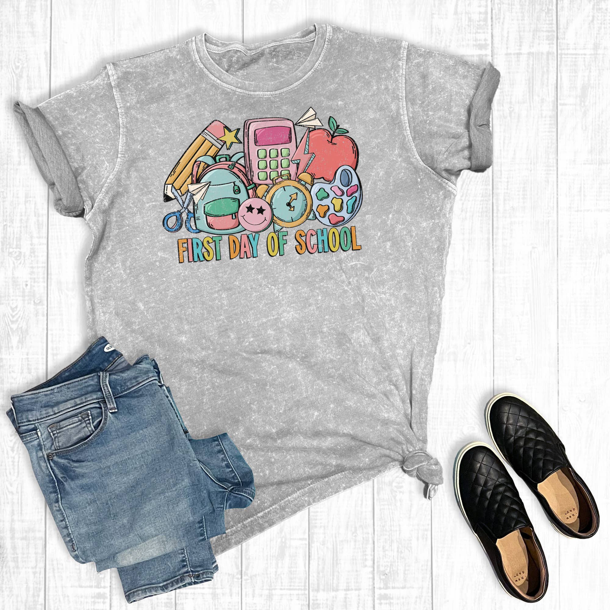 Teacher First Day of School Mineral Wash Graphic Tee