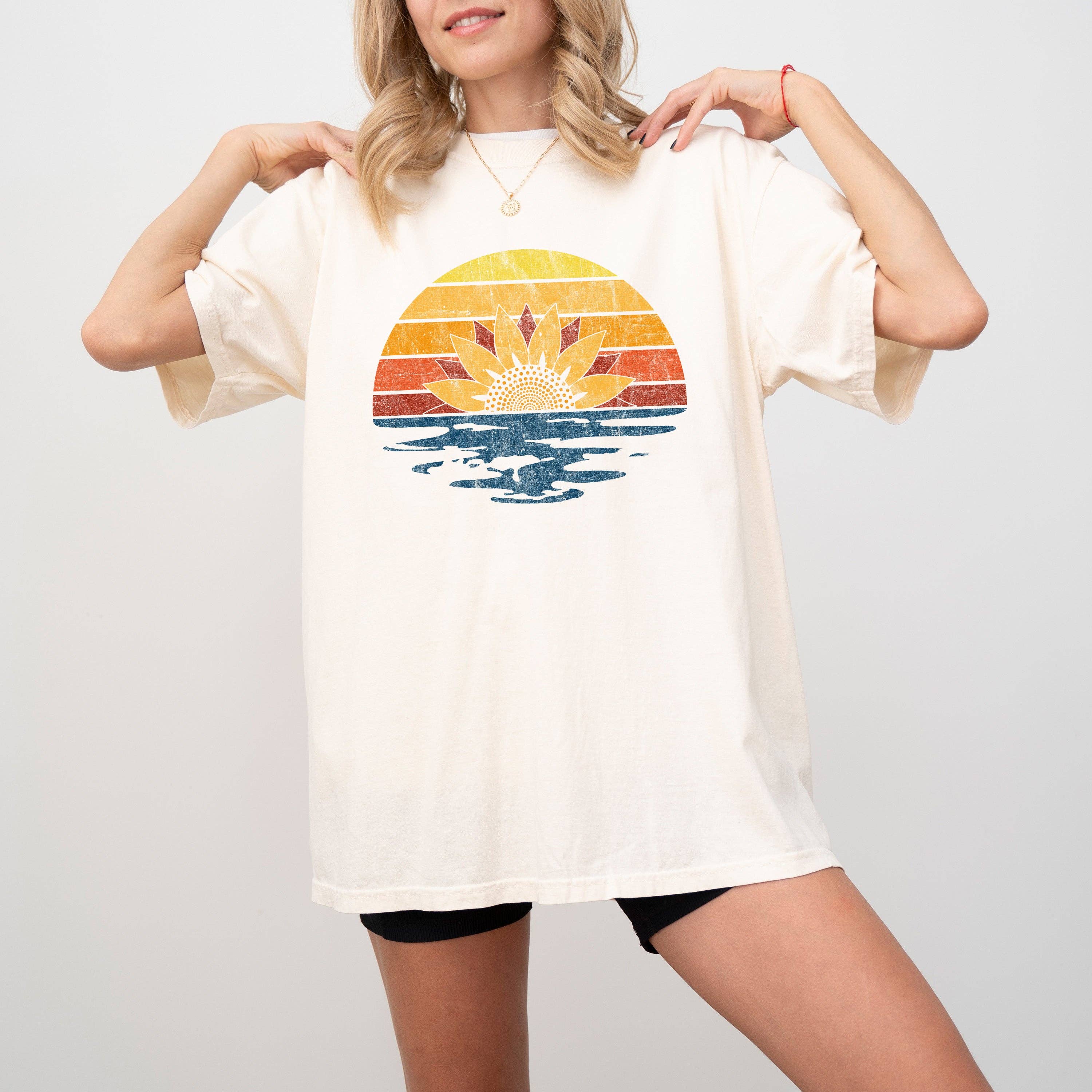 Beach Floral Sunset Summer Vibes California Tshirt