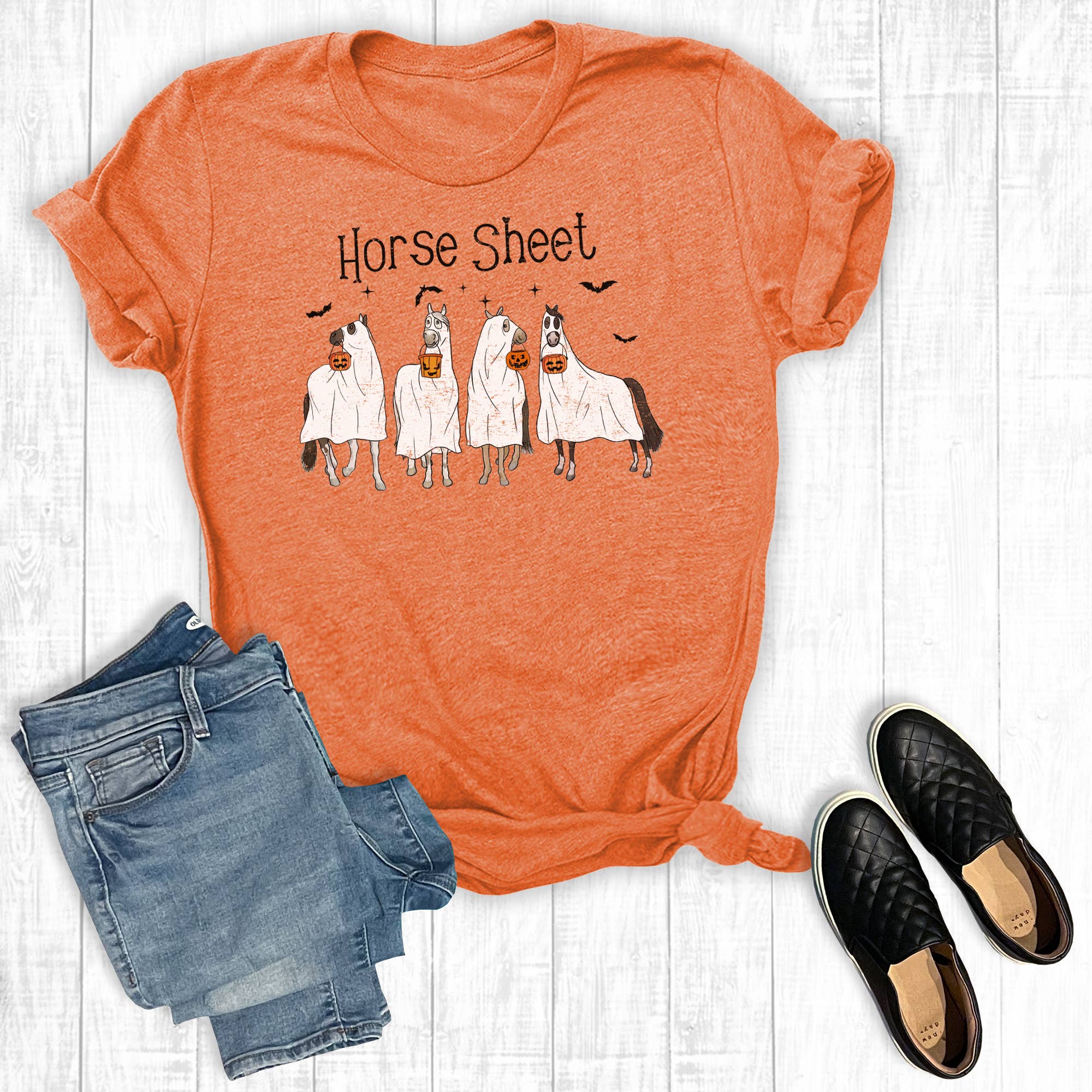 Halloween Horse Sheet Ghost Horses Graphic Tee