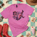 Retro Cowgirl Pin-Up Graphic Tee - Western Vintage