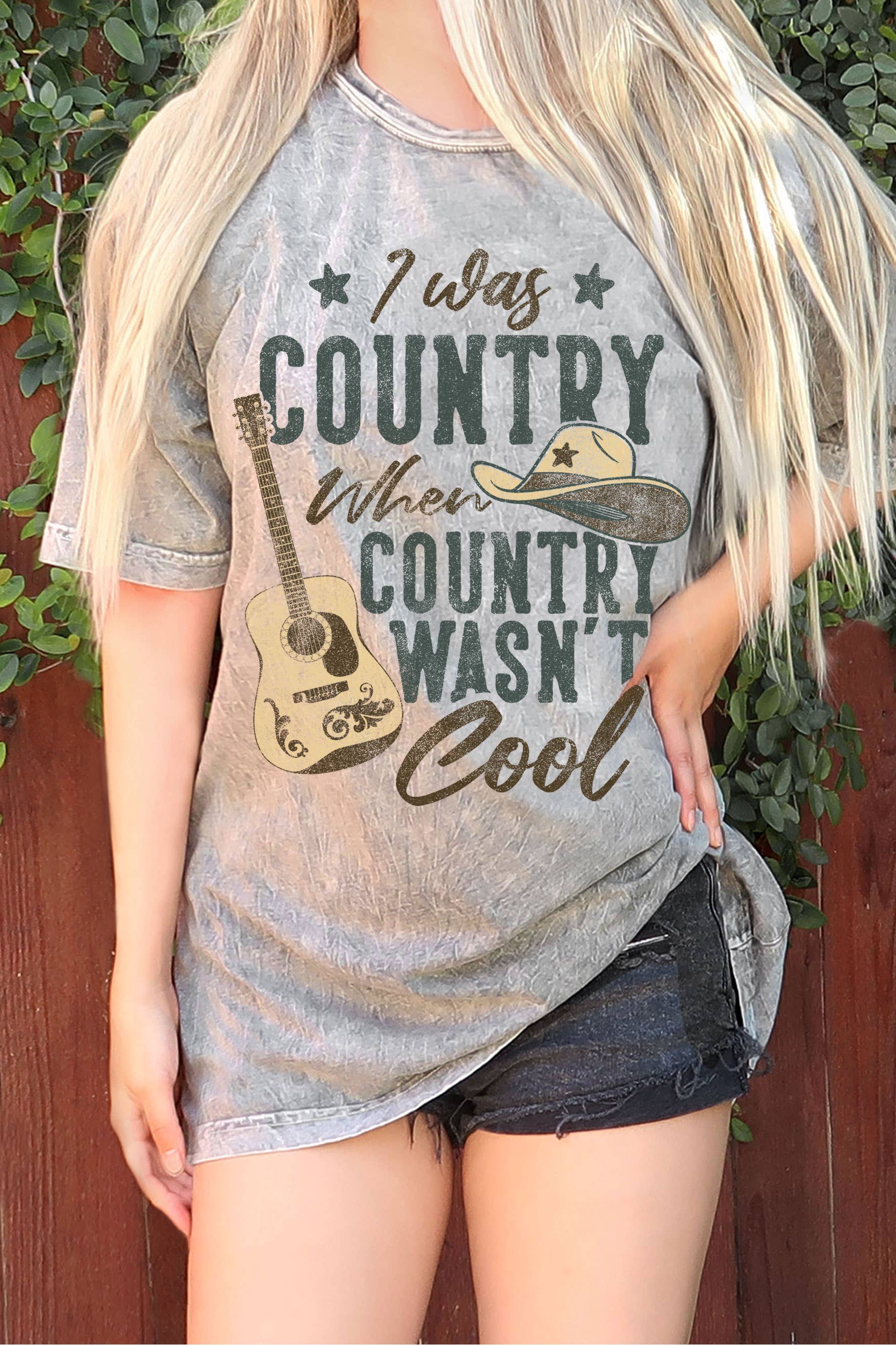 I Was Country Oversize Mineral Graphic Tshirts