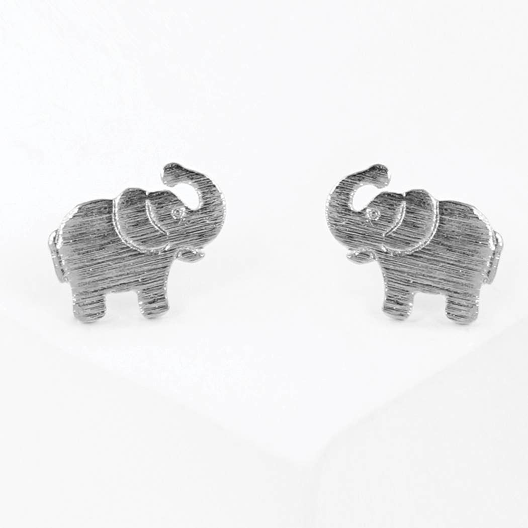 Gold-Dipped Brass Elephant Earring
