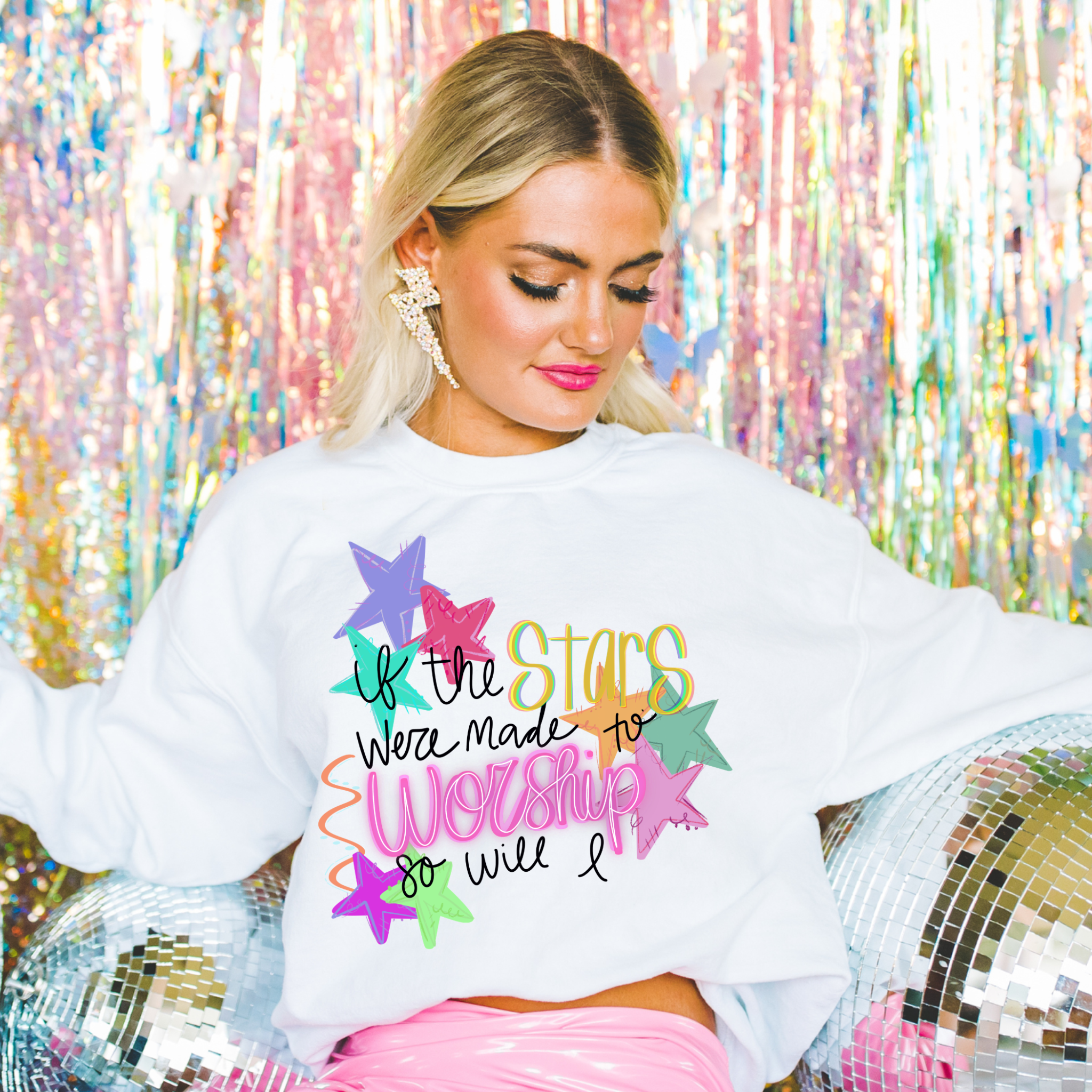 If the Stars Were Made To Worship Graphic Tee Crewneck