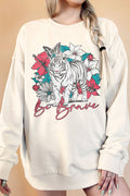 Be Brave Floral Tiger Oversize Graphic Terry Sweatshirts