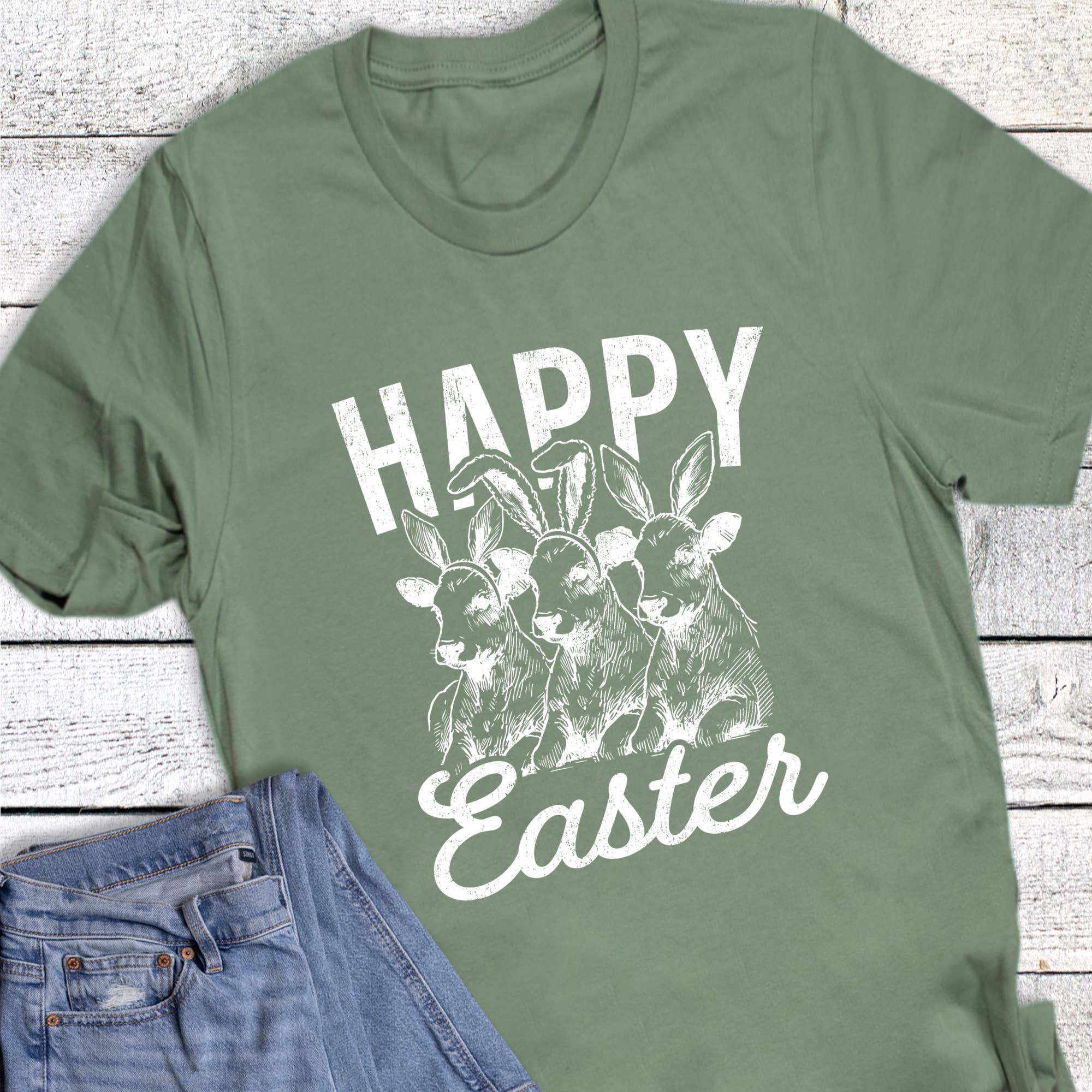 Easter Western Cow Bunnies Graphic Tee