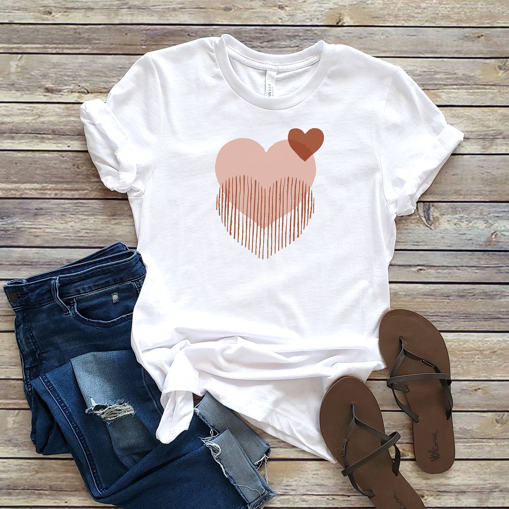 Boho Double Heart Tee | Sizes XS-2XL