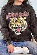 Stay Wild Tiger Graphic Mineral Brushed Sweatshirt