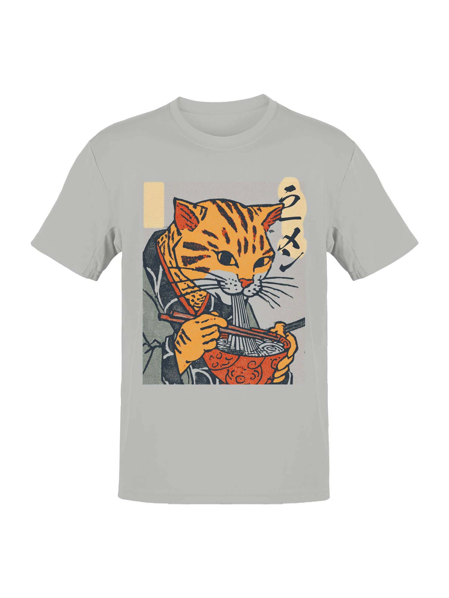 Ramen-Loving Cat in Ukiyo-E Style Men's T-Shirt