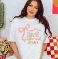 This Girl Runs On Coffee and Jesus Religious Bow Tee