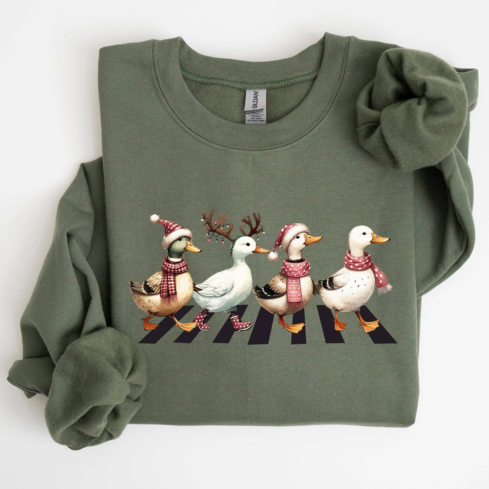 Christmas Ducks, Farm Animals, Crossing Road Sweatshirt