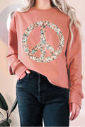 Quilted Peace Flower Graphic Terry Sweatshirts