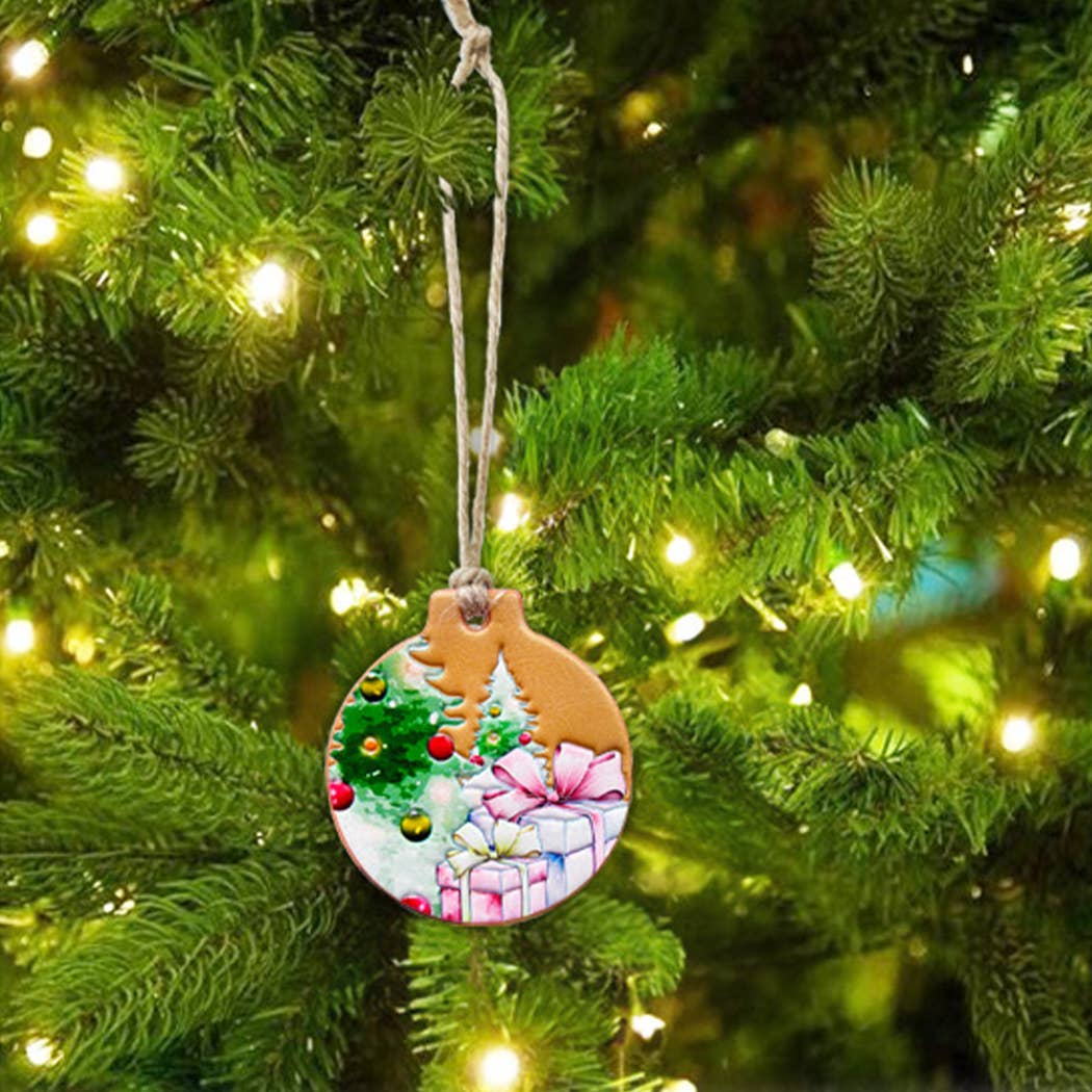 Gift Box Tree Print Ornament For Christmas Tree