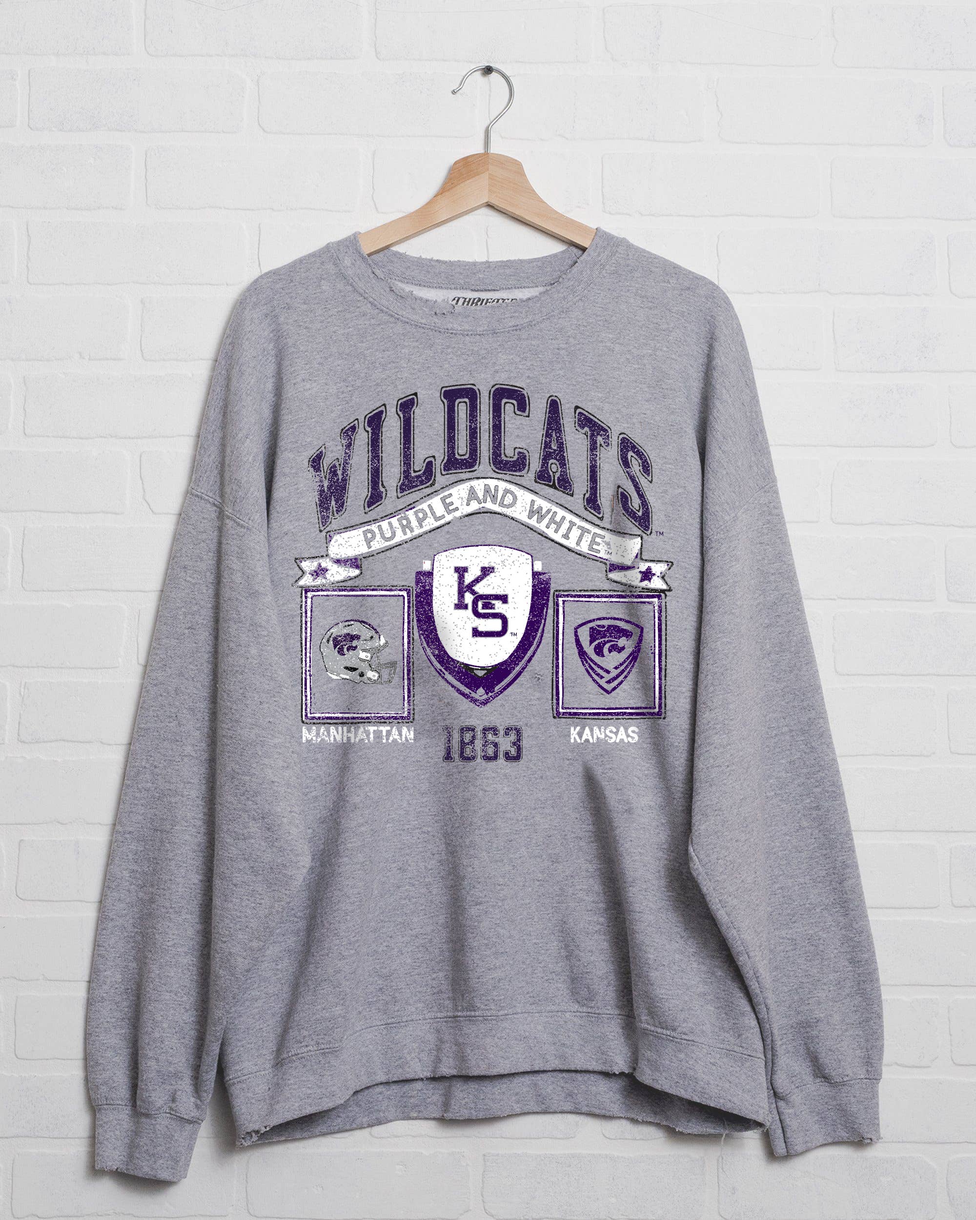 Kansas State Wildcats Prep Patch Gray Thrifted Sweatshirt