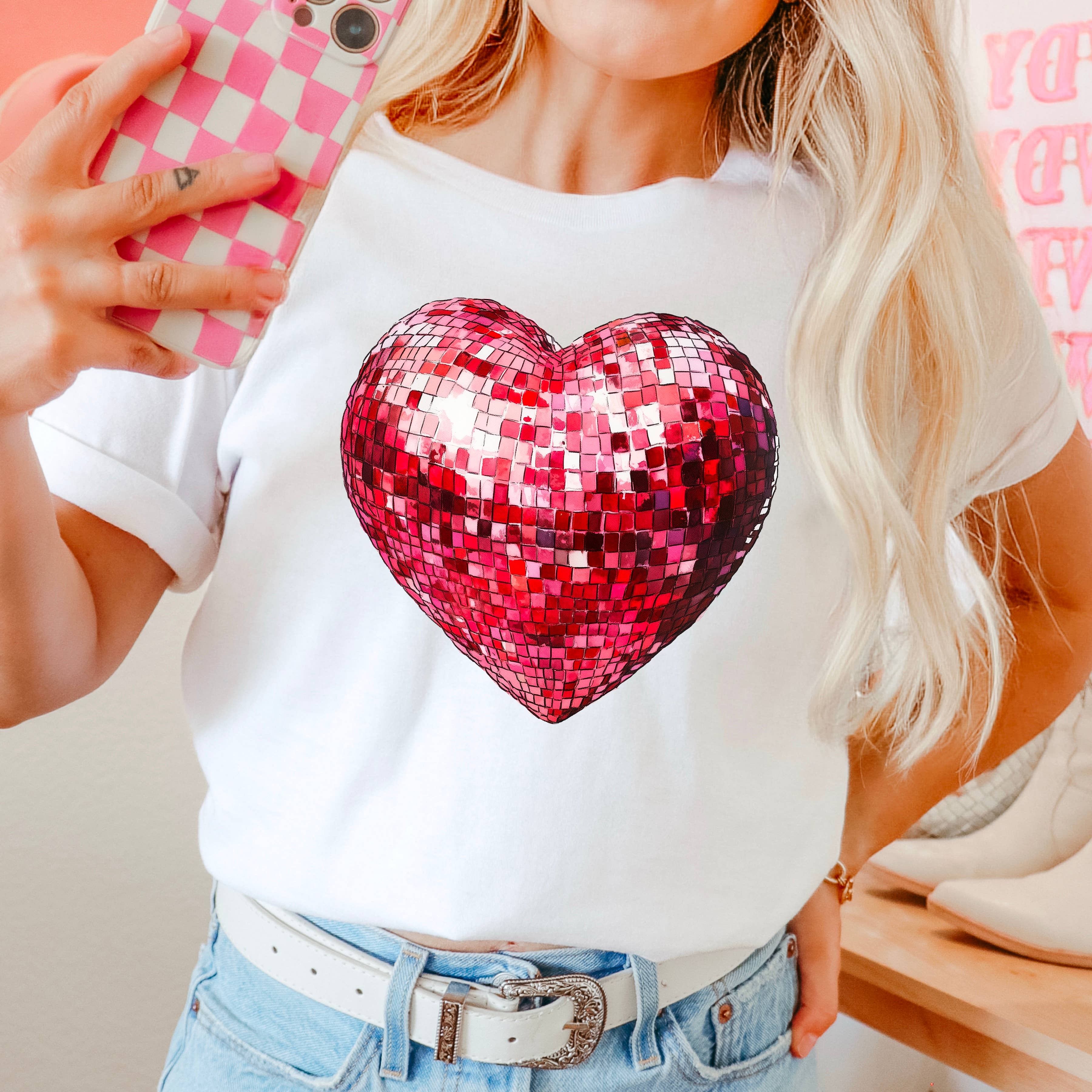 Valentine Disco Heart Graphic Tee | Comfort Colors