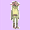 Cowgirl Frog Funny Sticker Decal