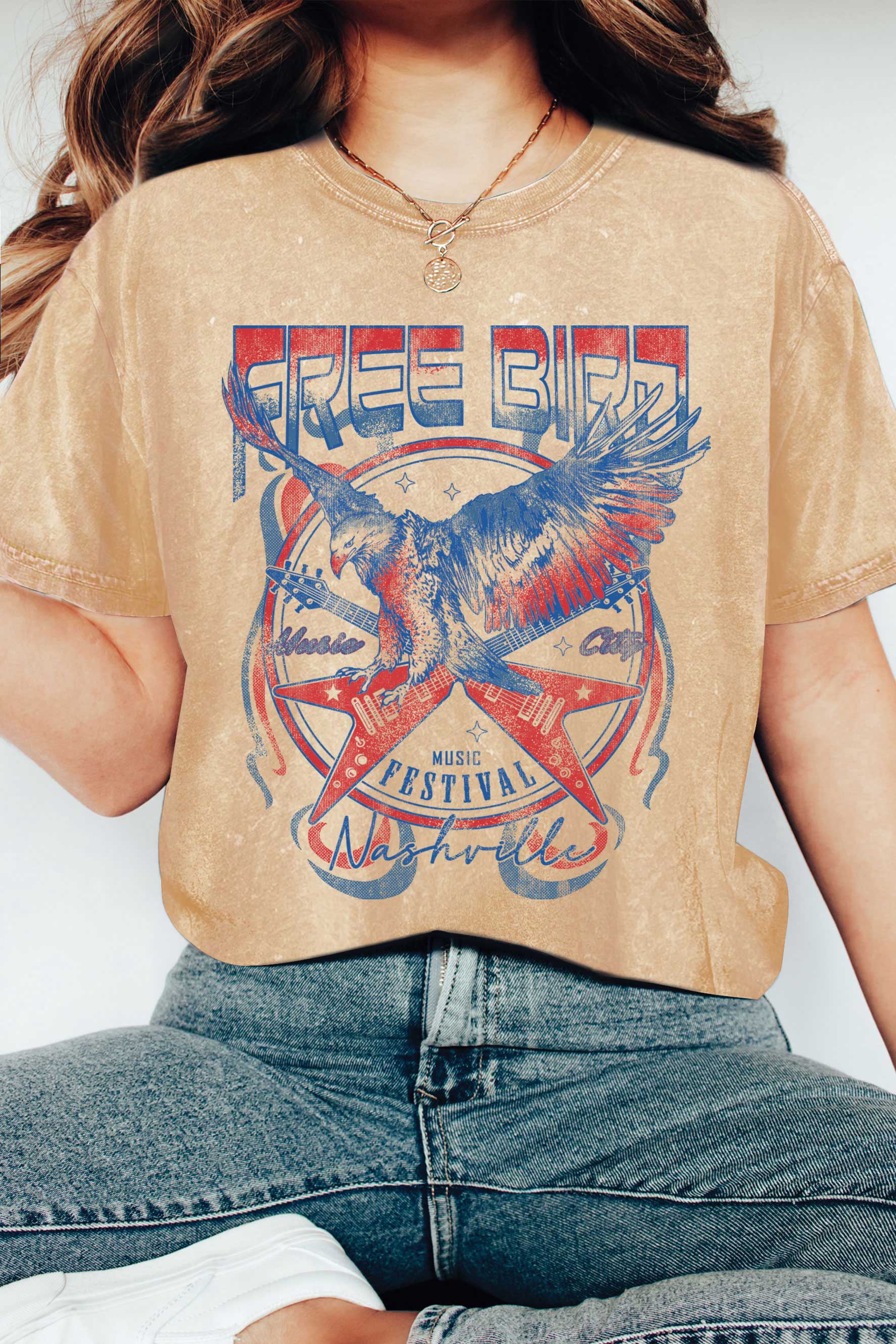 Free Bird Music Festival Graphic Mineral Washed Tshirts