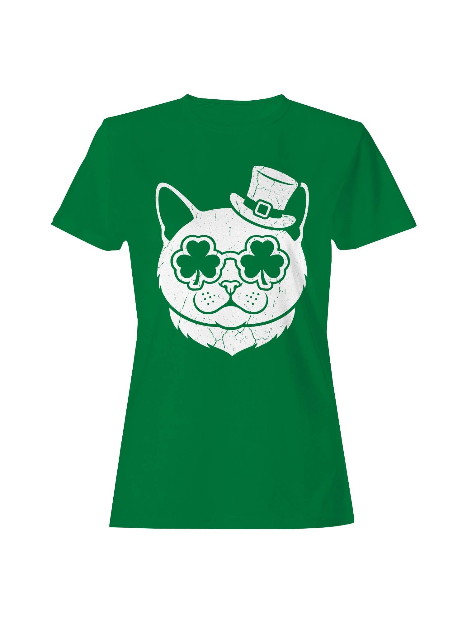 St. Patrick's Day Lucky Cat with Shamrocks & Hat Women's Tee