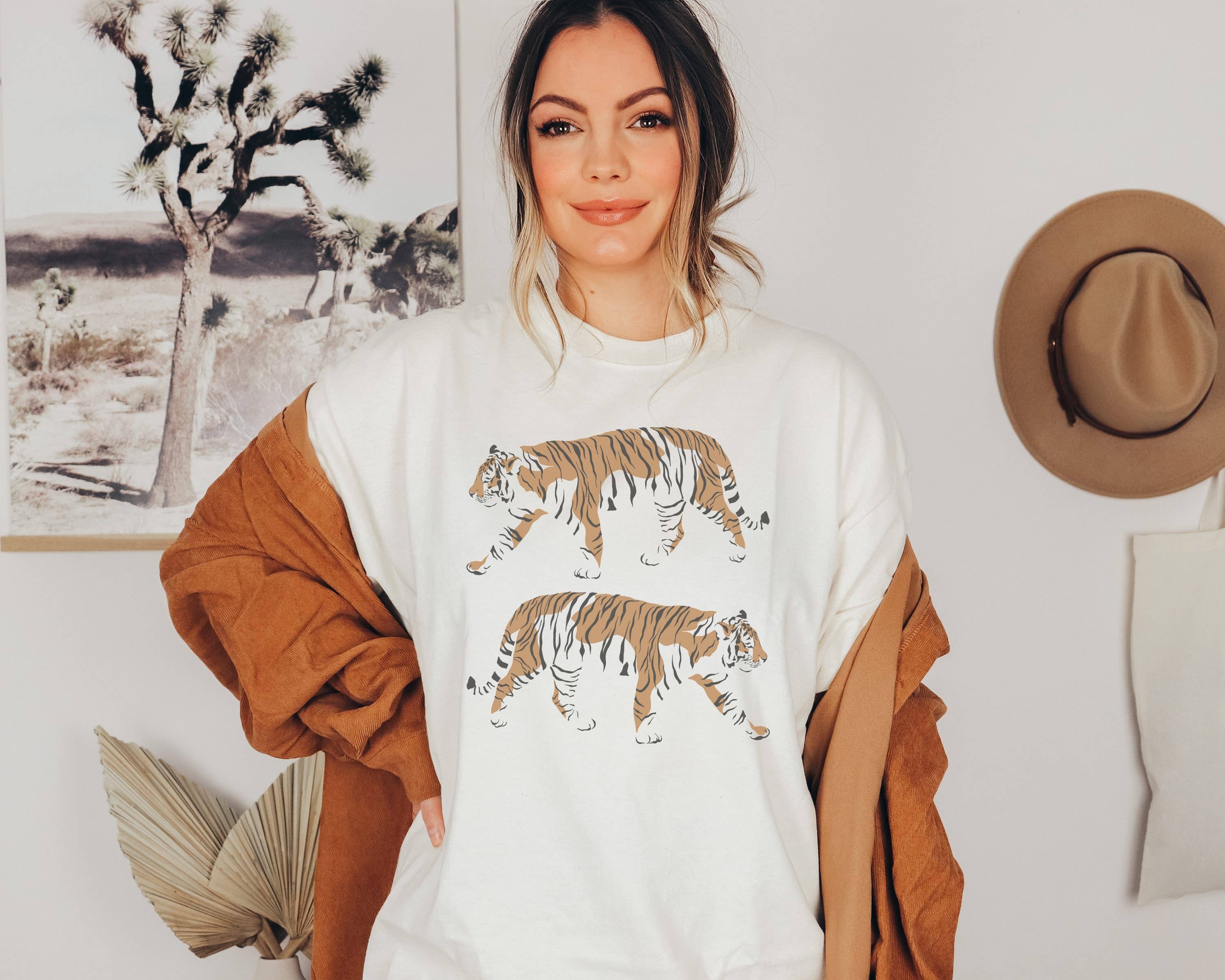 Double Tiger Tee | Retro Boho Tshirt