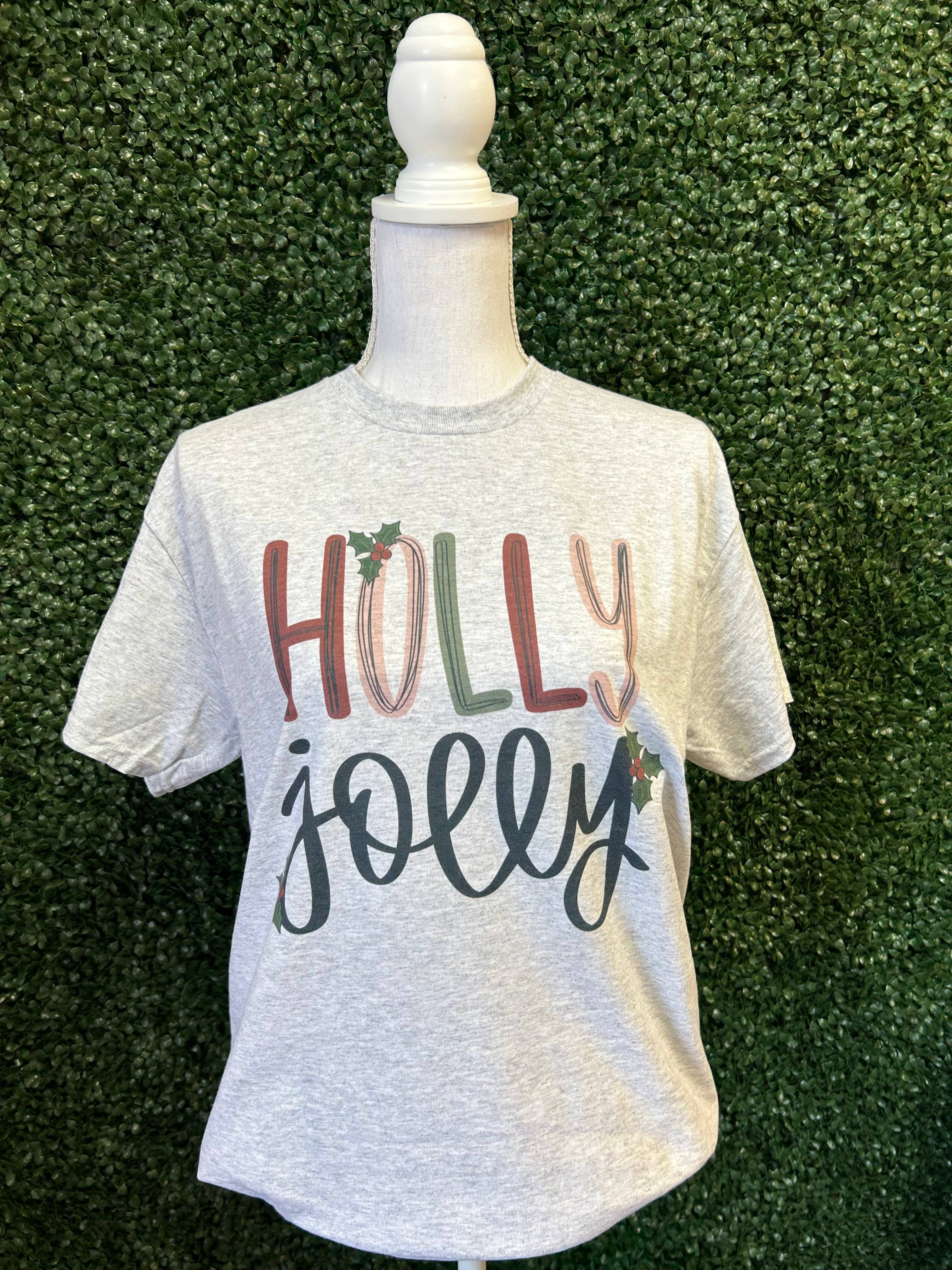 Holly Jolly On Ash Gray Tee